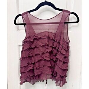 Ruffle Tank 100% Silk Soft Girl Boho Coquette Fairy Dark Romantic Gothic Y2K Sm